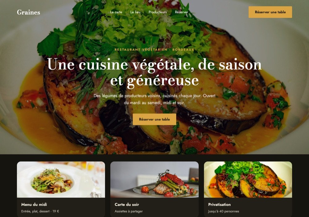 Projet concept : site pour restaurant végétarien