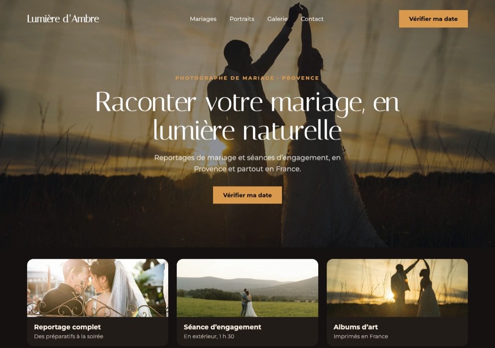 Projet concept : site pour photographe de mariage