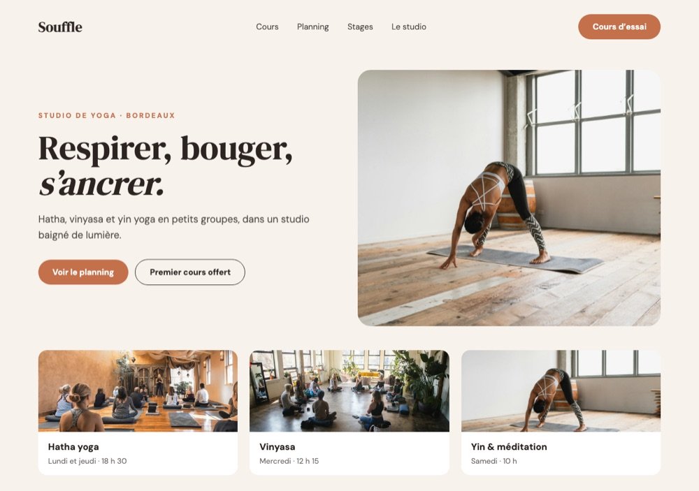 Projet concept : site pour studio de yoga