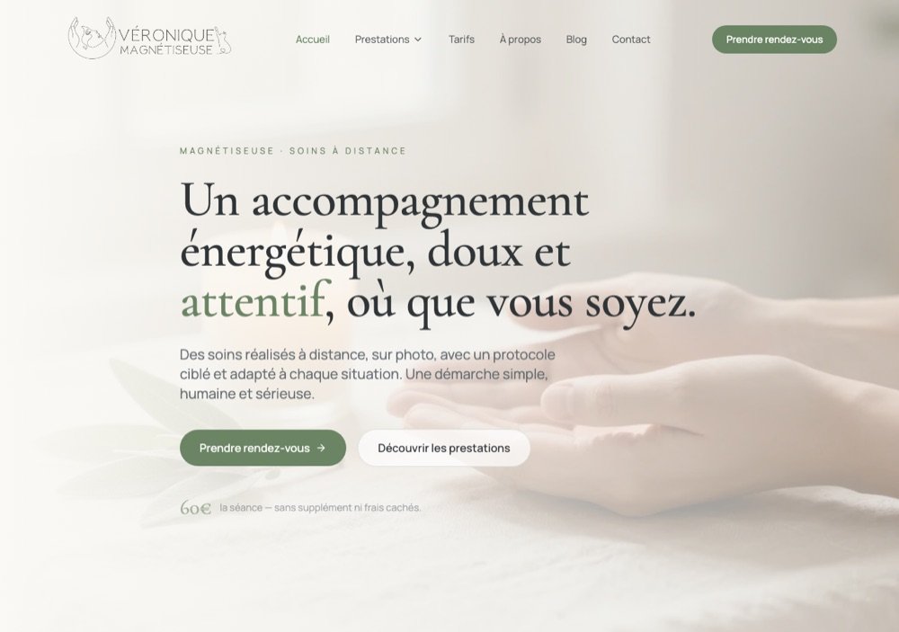 Page d’accueil du site Véronique Magnétiseuse
